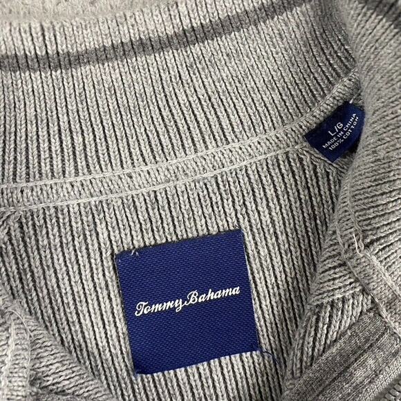 Tommy Bahama 1/4 Zip Pullover Sweater Men's Large Diamond Knit 100% Cotton - Picture 3 of 9